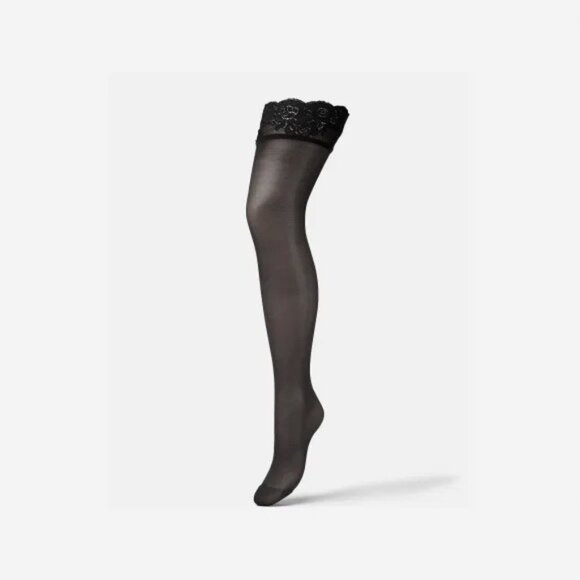 Versace Women's Black Lace-Top Thigh Highs Tights Stokings Size M - Picture 1 of 1